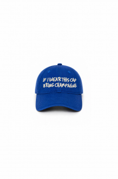 A hat with something about alcohol on it