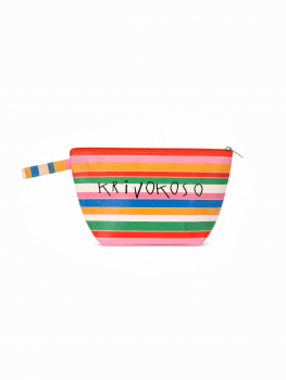 Striped polyamide makeup bag