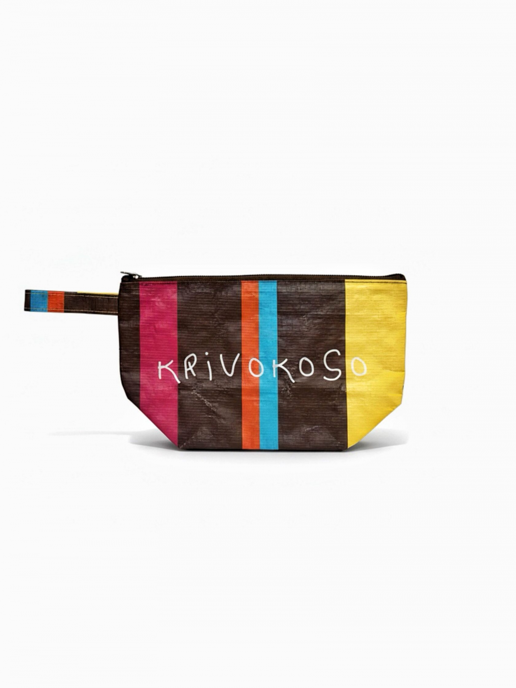 Striped polyamide makeup bag